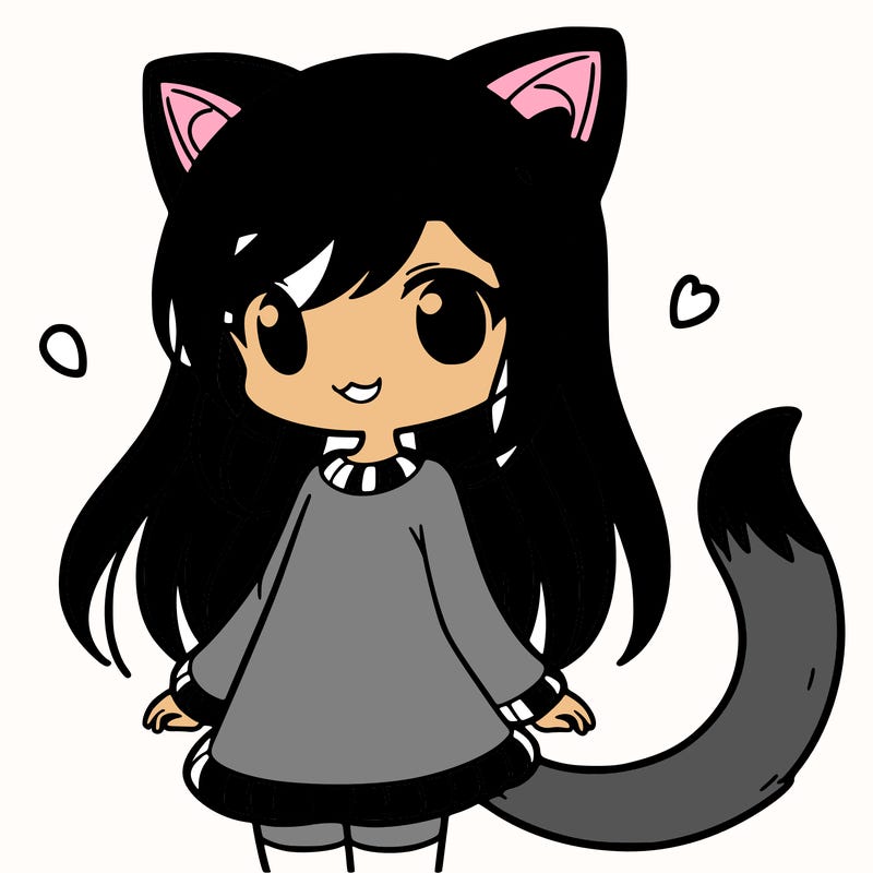 girl with cat ears and tail