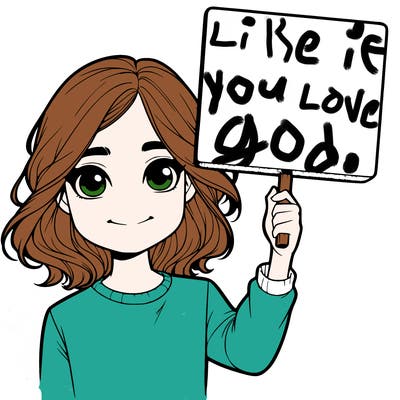 realistic girl holding up a sign