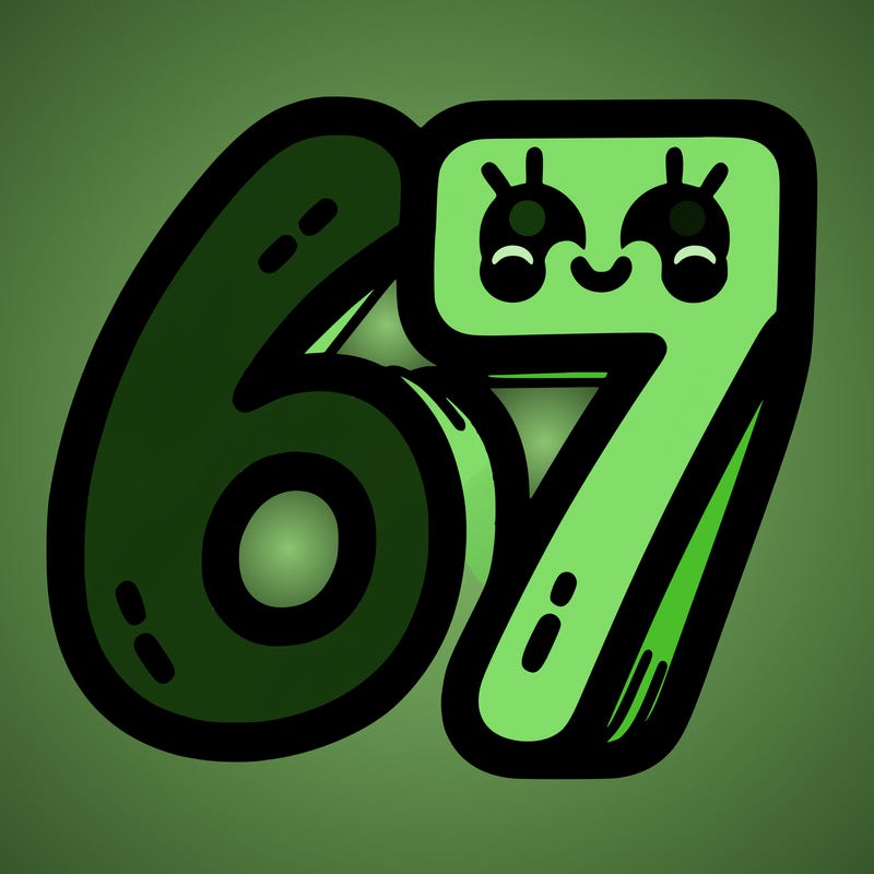the numbers 67