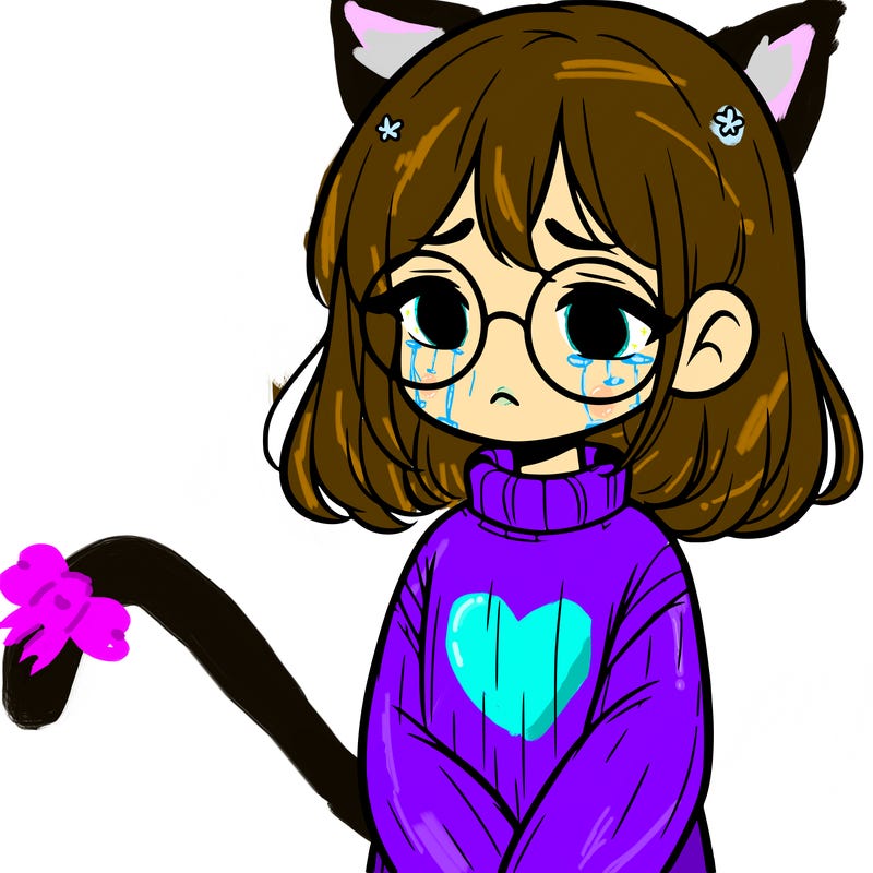 sad girl with glasses in a sweater