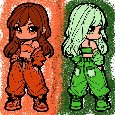 girl in crop top and baggy pants