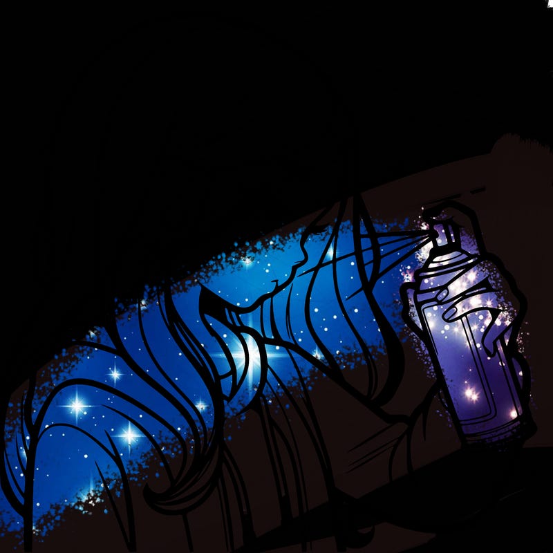 a realistic girl spray painting