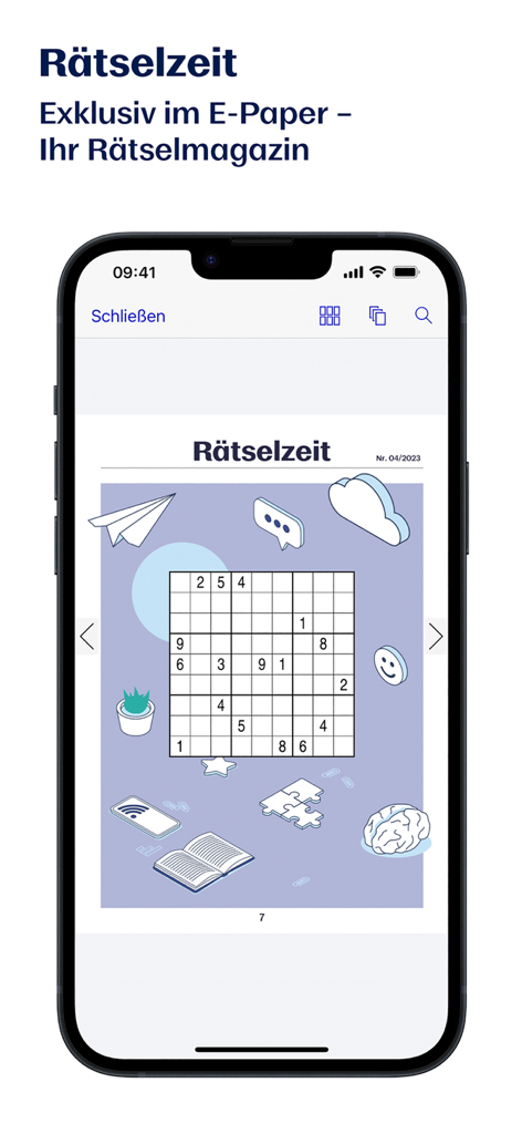 FN E-Paper App Rätselmagazin mit einer Sudoku-Matrix