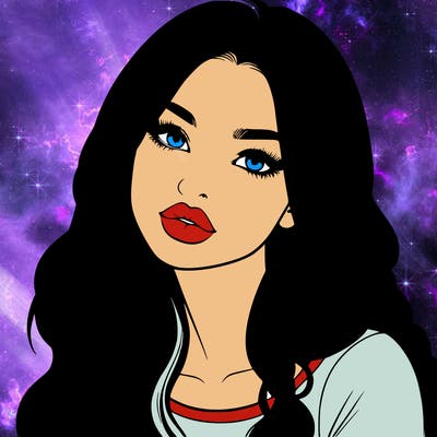 realistic girl with hair on her hair and lips