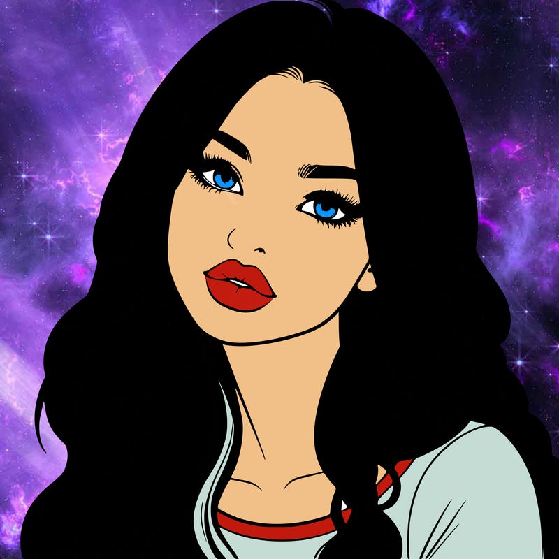 realistic girl with hair on her hair and lips