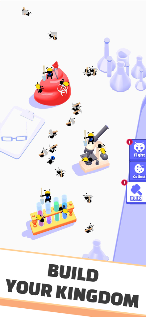 Idle Ants - Simulator Game - Ants dismantling laboratory equipment to build their kingdom in the Idle Ants simulator game