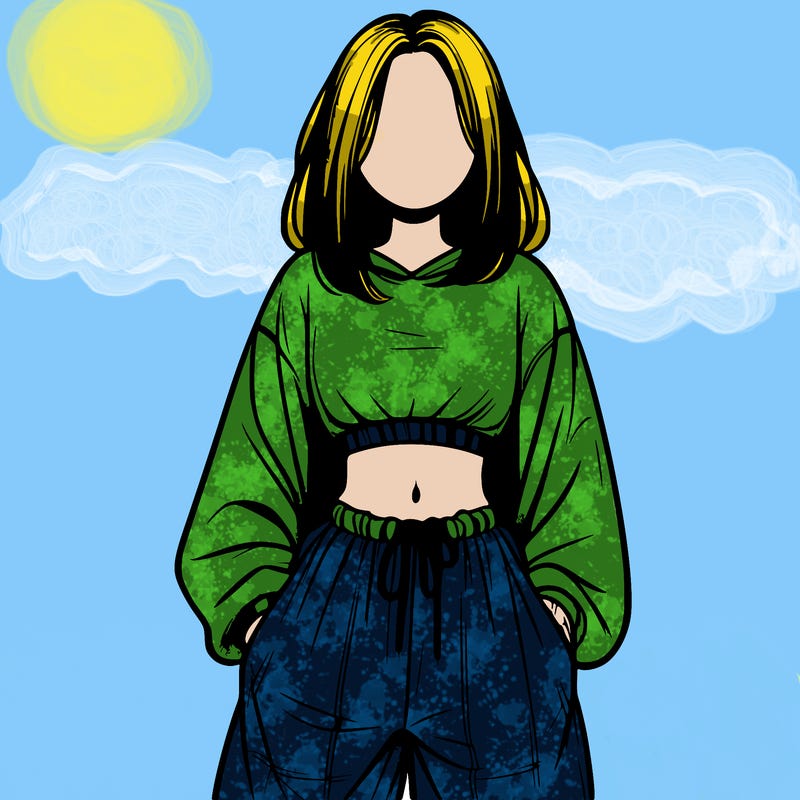 realistic girl faceless with baggy pants and a crop top