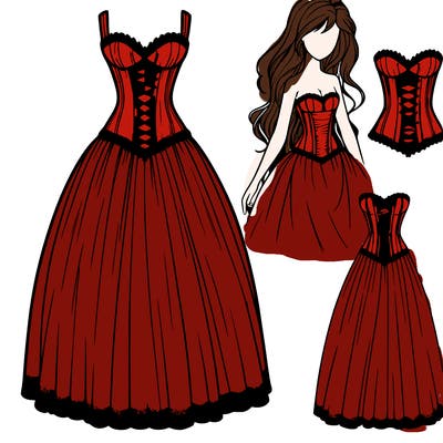 realistic long dress with corset