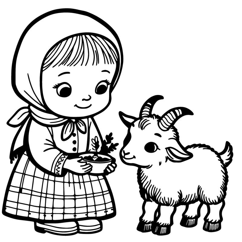 little girl feeding a baby goat