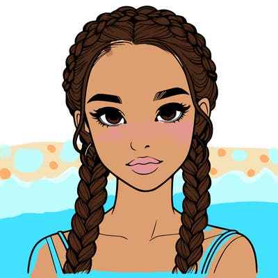 realistic girl with braids