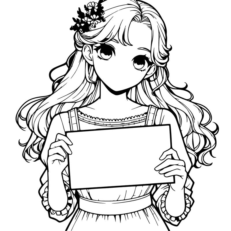 realistic pretty girl holding blank sign