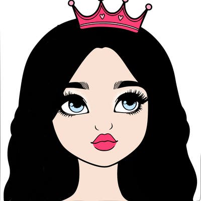 a realistic girl with a crown on