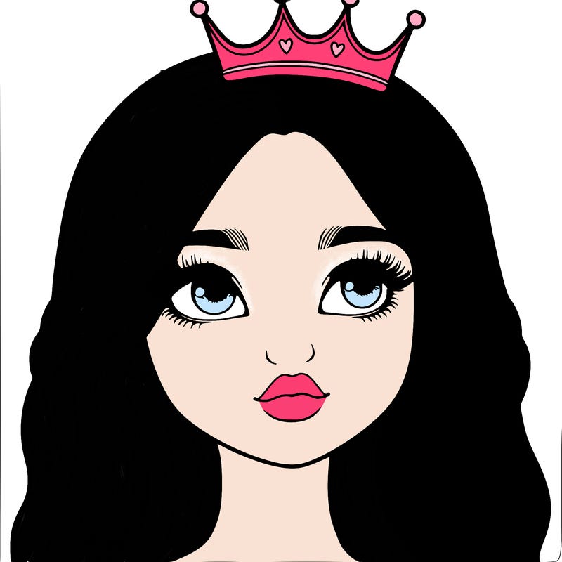 a realistic girl with a crown on