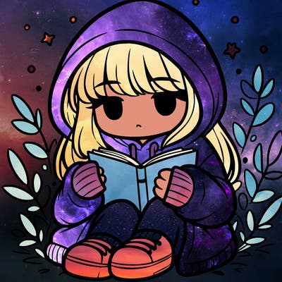 girl in oversized hoodie reading a book