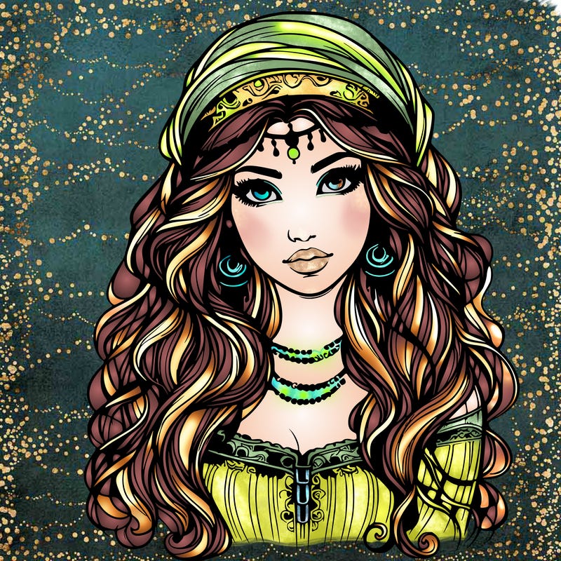 realistic beautiful mysterious gypsy girl