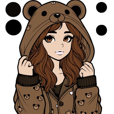 realistic girl in a animal pjs hoodie