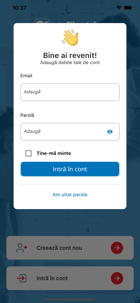 Login screen of the MyElectrica utility app