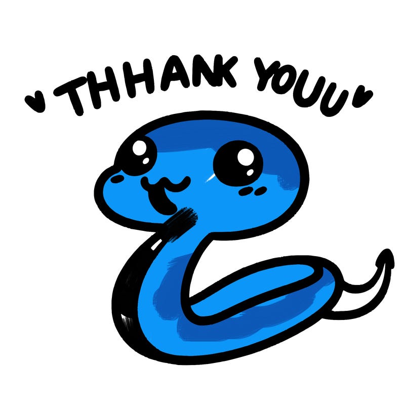 cute snake saying thank you