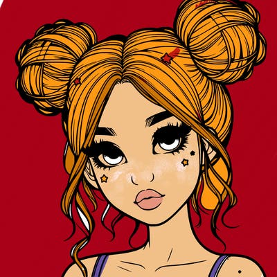 realistic girl with space buns