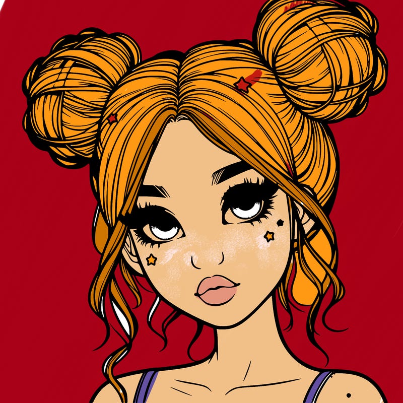 realistic girl with space buns