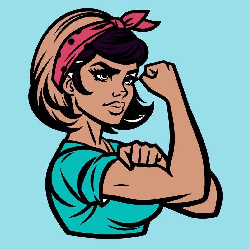 strong woman with a 60s american ad style