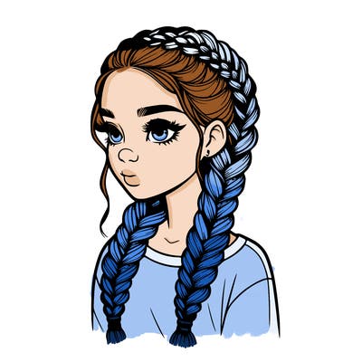 realistic girl with braids