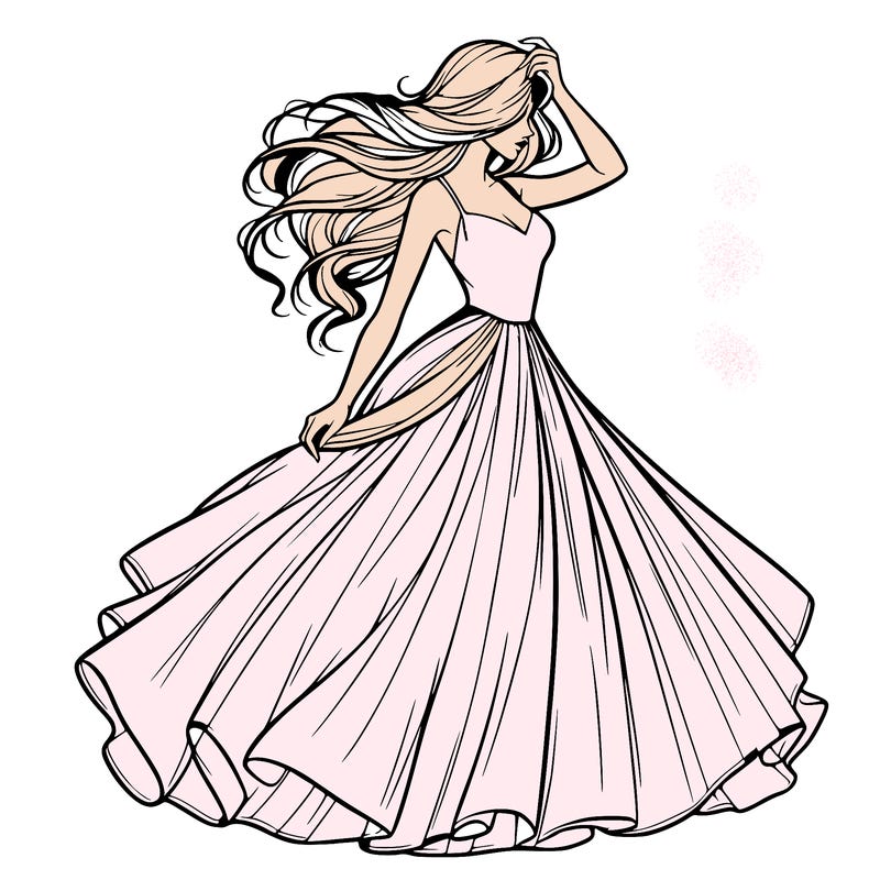 realistic woman with dress flowing in the wind