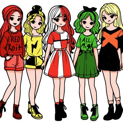 a group of five girls