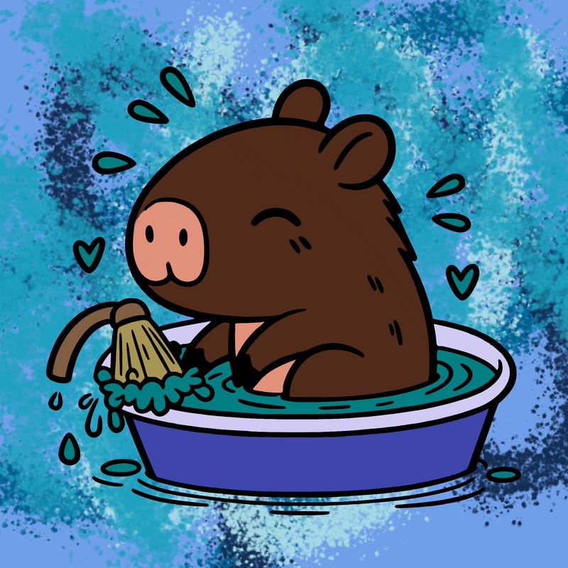 capybara taking a bath