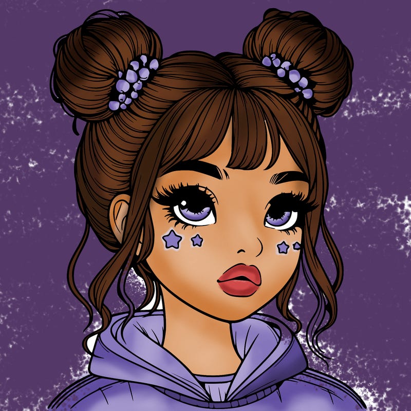 realistic girl with space buns