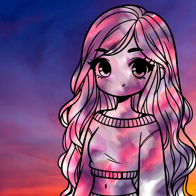 girl with long hair and a crop top with a sweater