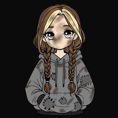 a realistic girl with a oversized hoodie and she has braids