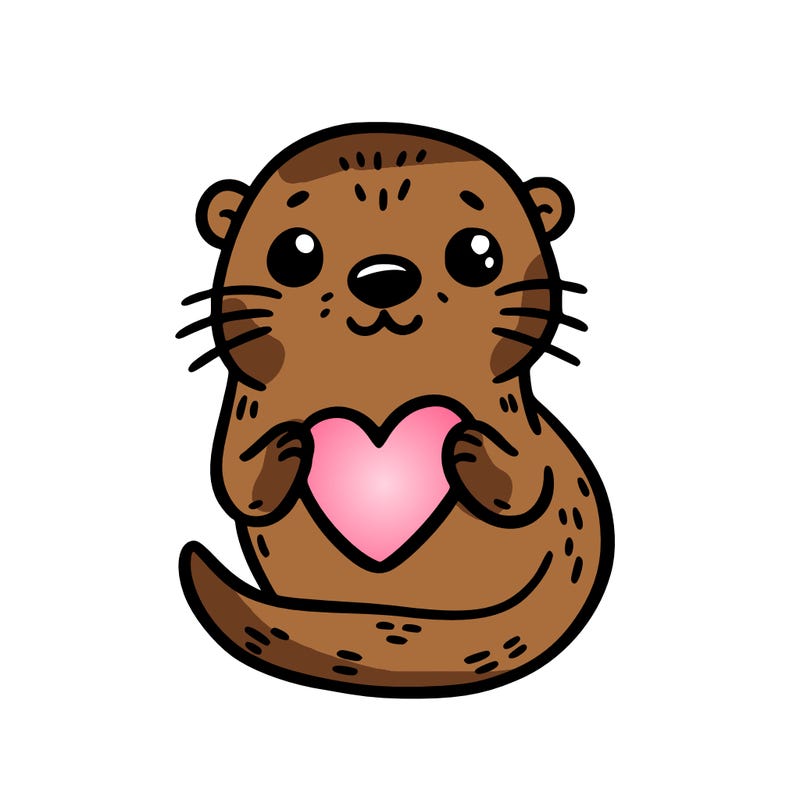 otter with a heart