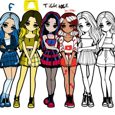 a group of girls realistic