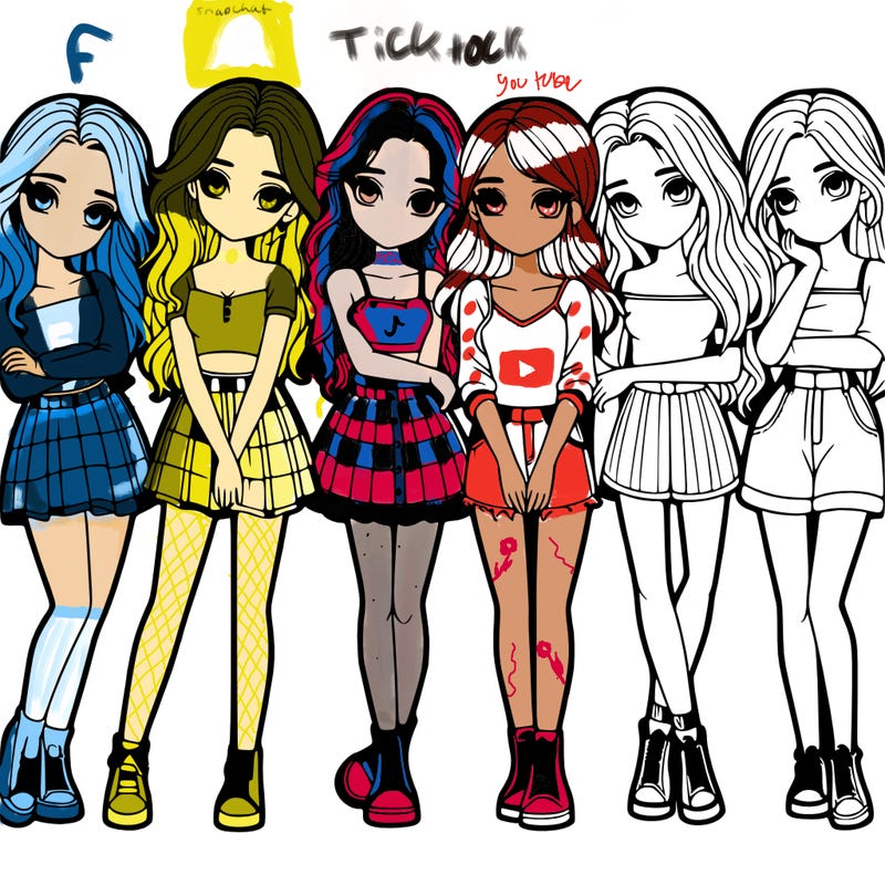 a group of girls realistic