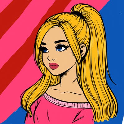 realistic girl with a high ponytail