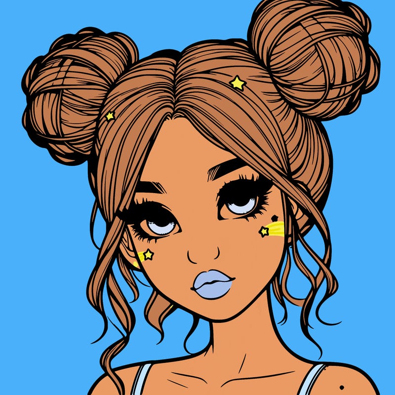 realistic girl with space buns