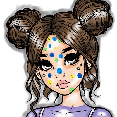 realistic girl with space buns