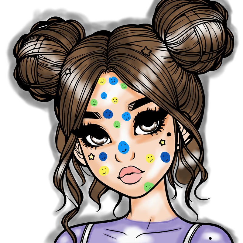 realistic girl with space buns