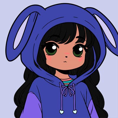 a girl dressed in a bunny hoodie