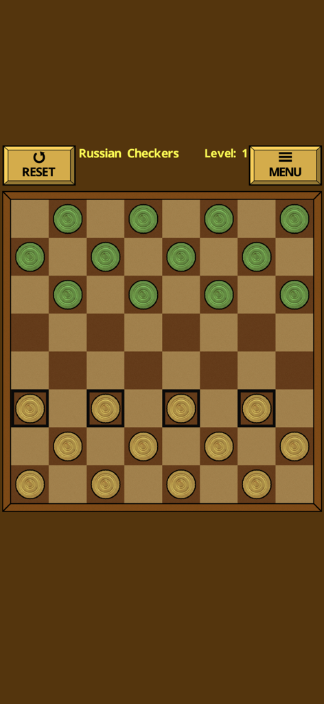 Russian Checkers game board with green and tan pieces
