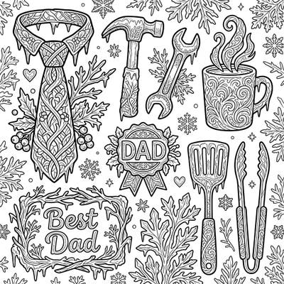 Surprise your dad with a truly unique gift this Father's Day with our Rime Ice themed coloring page. This intricate design features everyday items and symbols of appreciation, all beautifully frosted with delicate ice patterns.