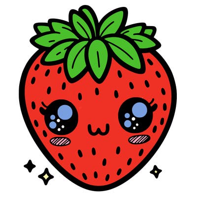 strawberry with cute face