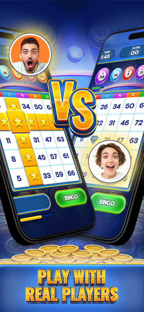 Cash Prize Bingo - Competitive multiplayer bingo match on mobile devices.