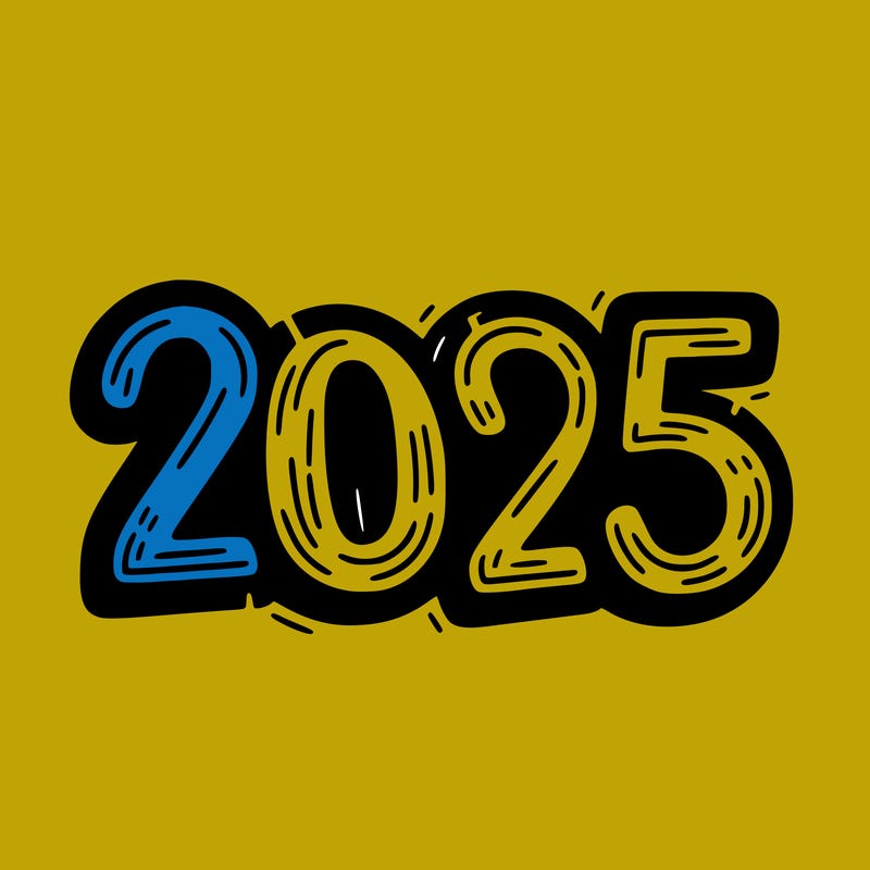 one line scrawled numbers sketch design “2025”