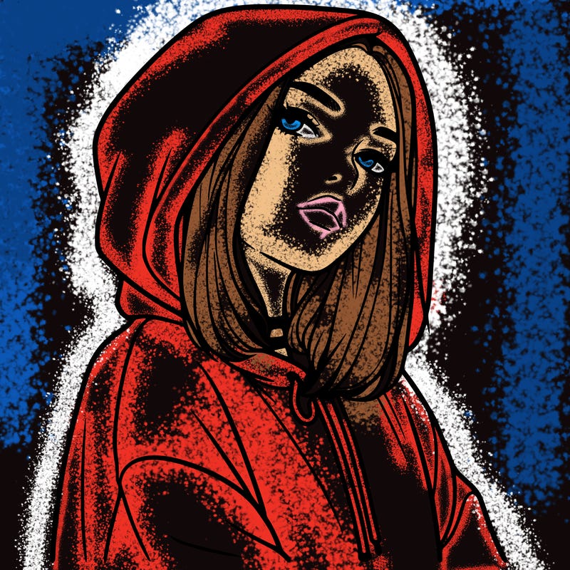 a realistic girl in a hoodie