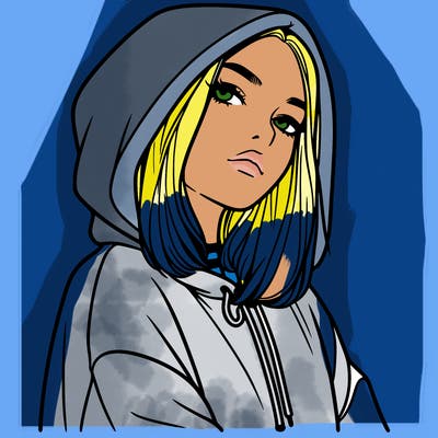 a realistic girl in a hoodie