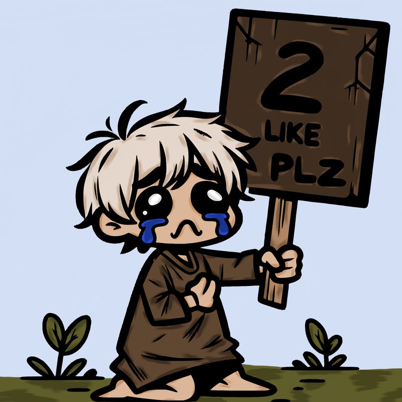 small poor toddler crying with sign that says 2 like plz