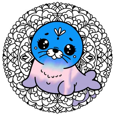 a cute baby seal mandala
