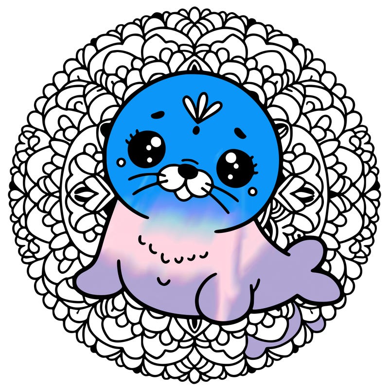 a cute baby seal mandala